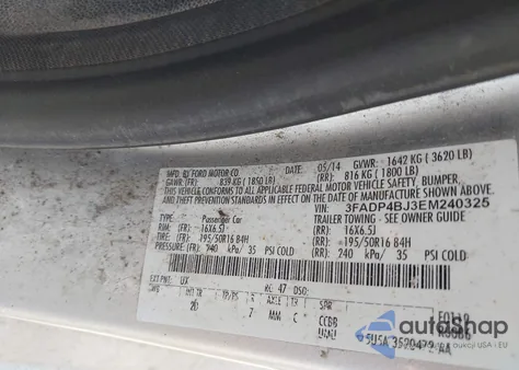 2014 Ford Fiesta Se из США, поврежденный, VIN 3FADP4BJ3EM240325